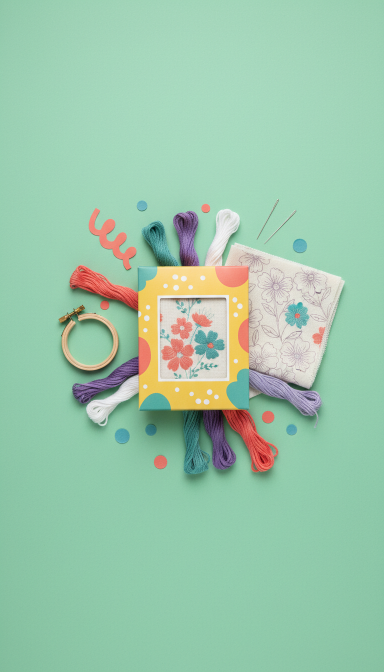 Embroidered Wall Hanging Kit With Botanical Patterns