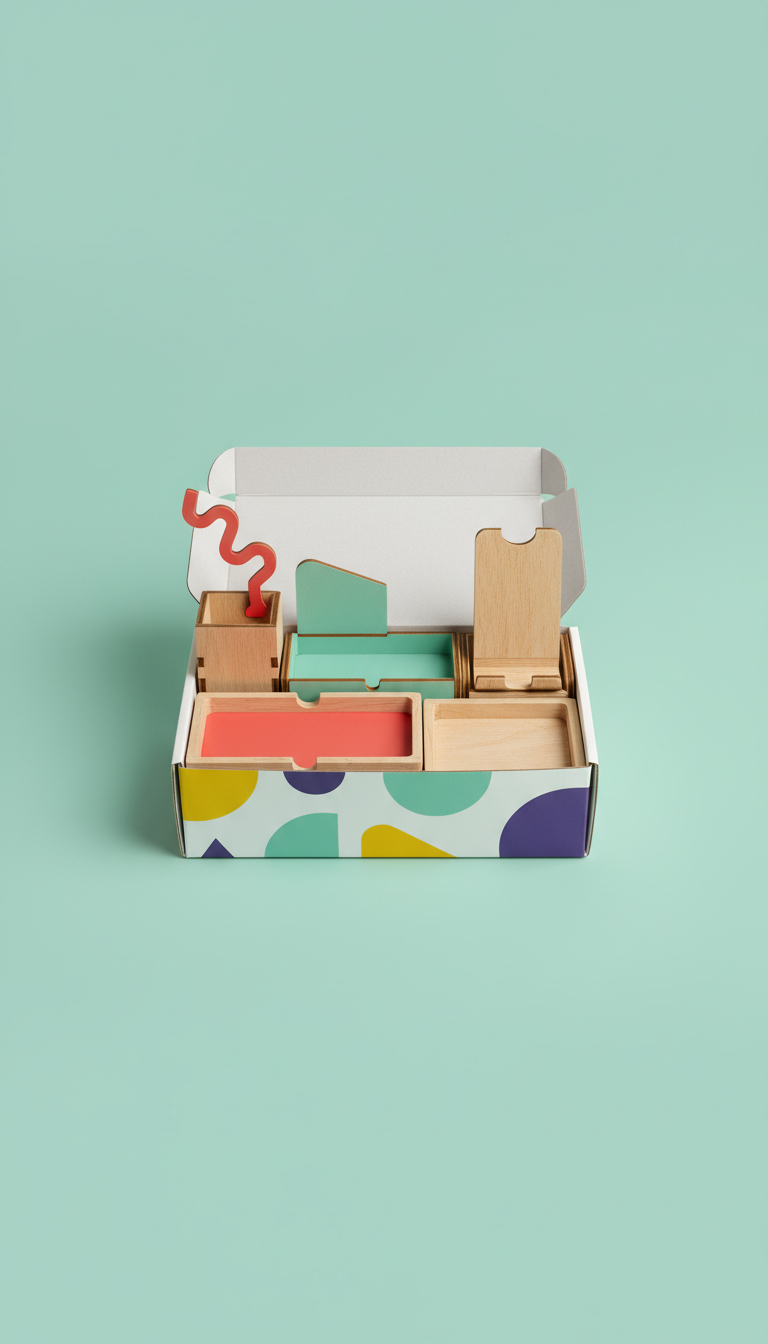 Customizable Wooden Desk Organizer Kit With Modular Slots